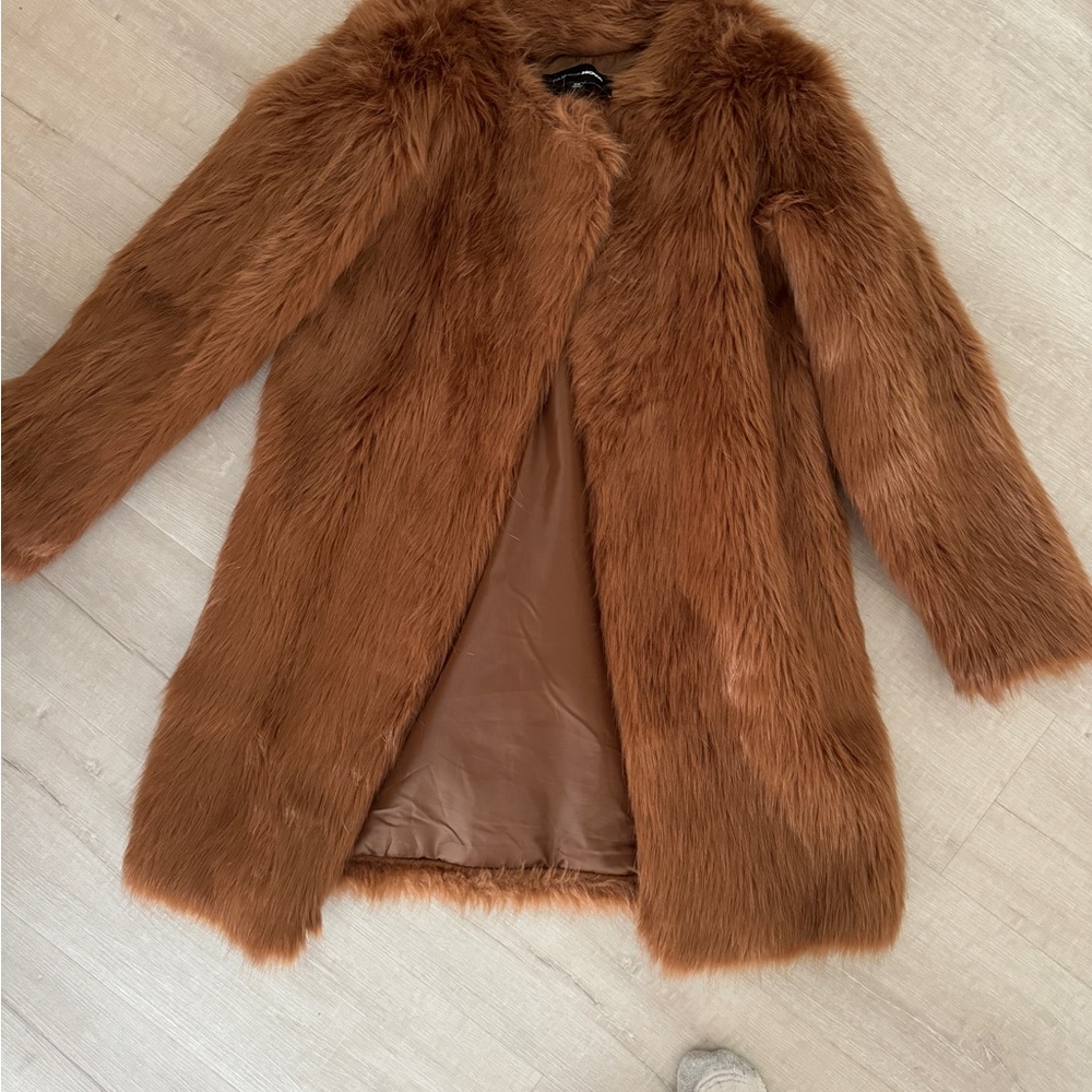 Fashion Nova Brown Teddy Jacket Plush Faux Fur